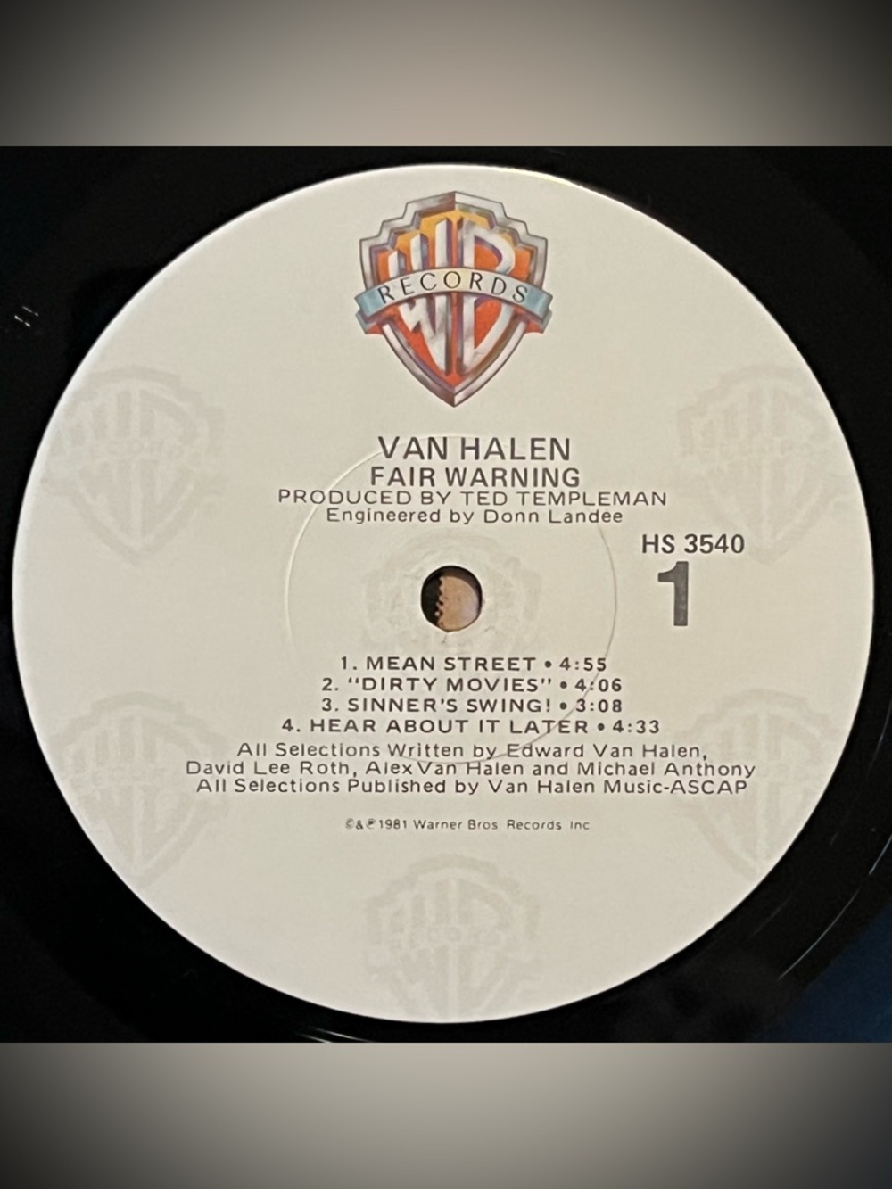 Van Halen Fair Warning LP 1981 US Warner Bros HS 3540 EX/EX Clean Copy - Picture 4 of 11